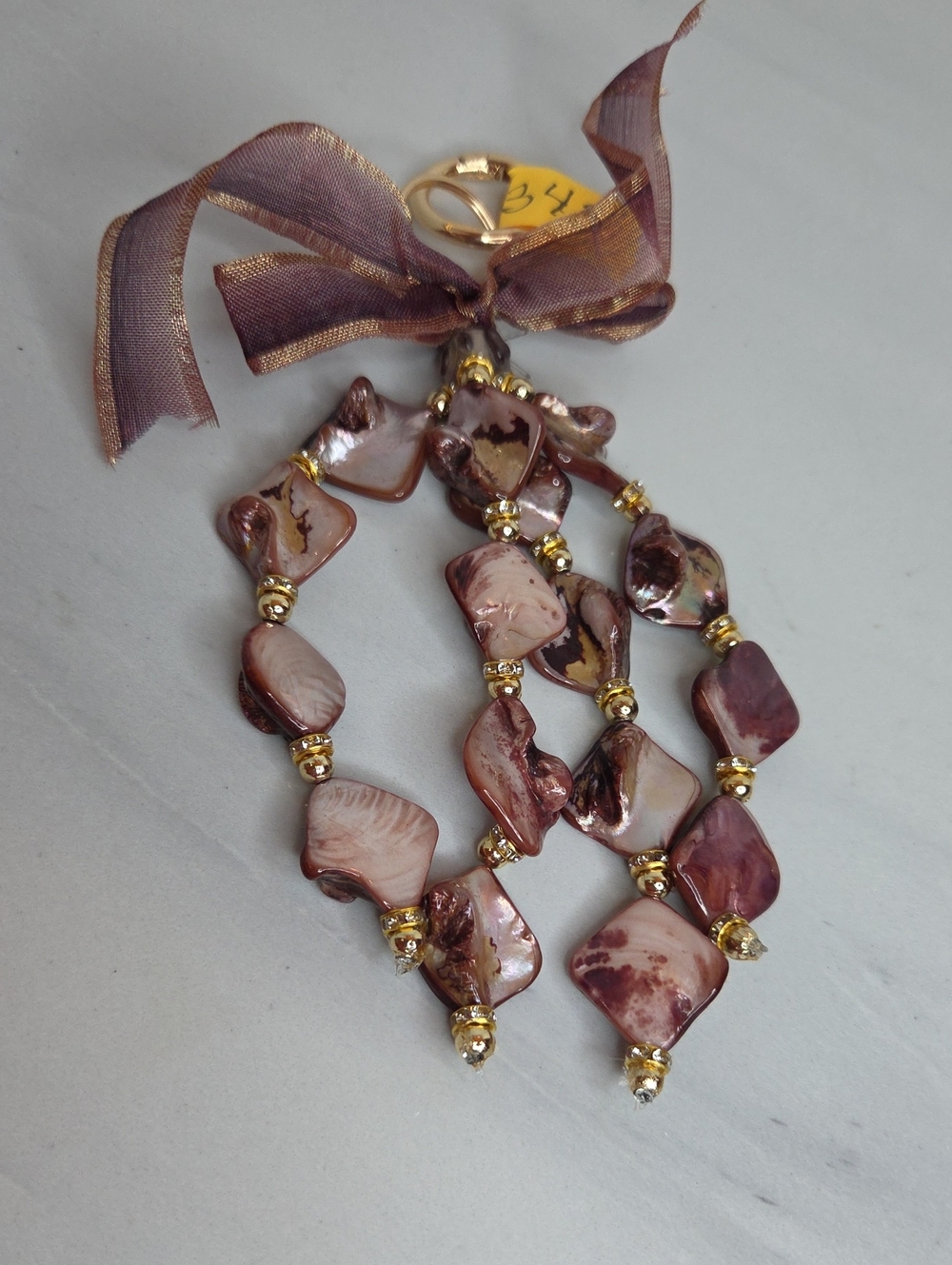 343 -Handmade Pink-Brown Shell Bag Charm